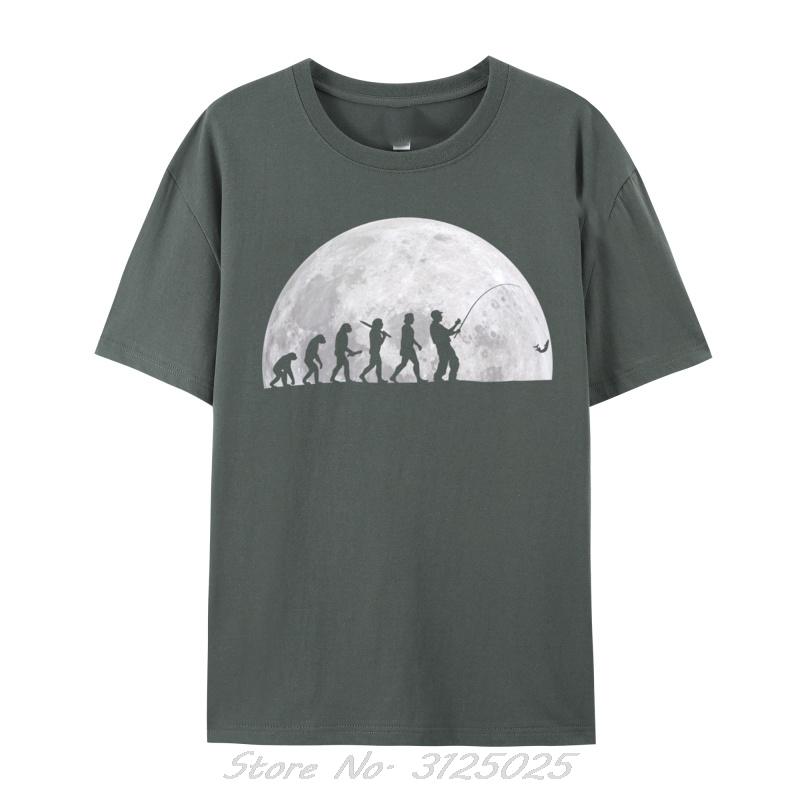 Fishing Evolution Rod Moon FisherUnisex Funny Fishing Idea Classic Newest Oversized Unisex Tops TShirts Unisexs Clothing Streetwear