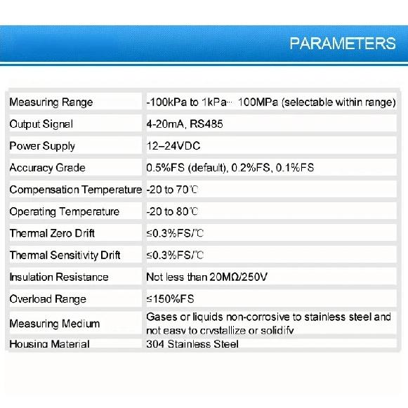 YBS80A Digital Pressure Gauge Pressure Transmitter 4-20mA RS485 M20x1.5 for Water Pump Hydraulic Level Monitoring