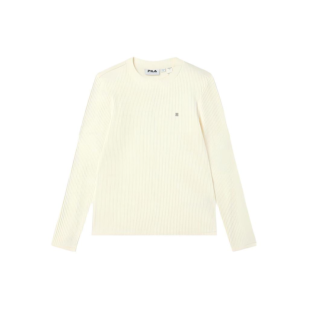 FILA 2023 Winter New Knit Long Sleeve Top Fashion Casual Women tops Mist-Lotus-White F11W344204F-IV