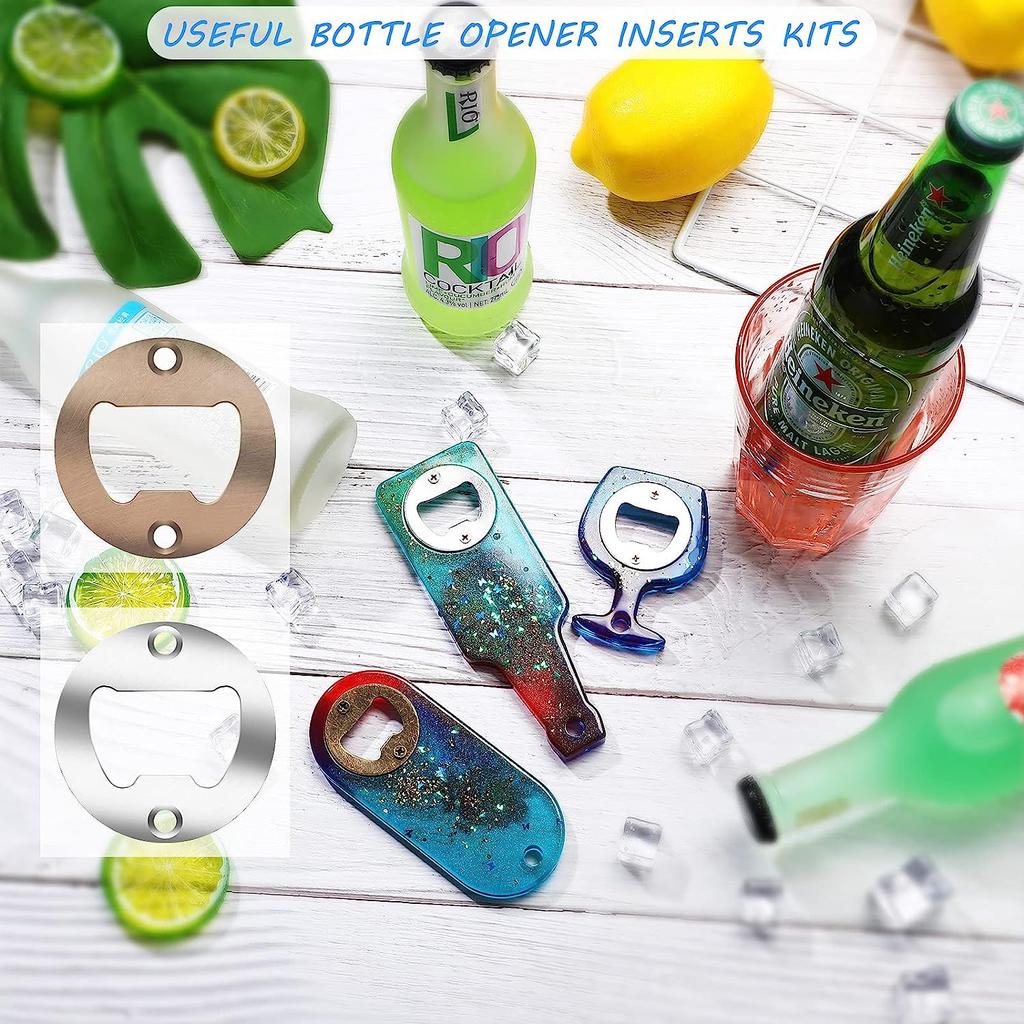 50/25 Stück DIY Flaschenöffner-Einsatz-Kits, Bierflaschenöffner-Einsatz, Edelstahl-Beschlagteile Zubehör für Harzform