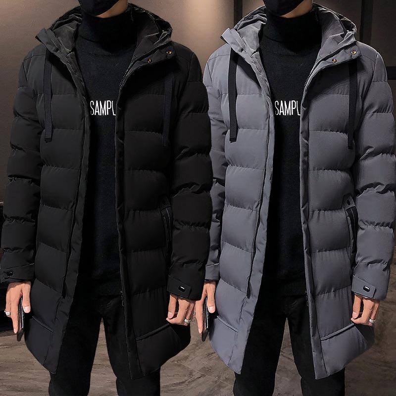Winter Cotton-padded Clothes Medium and Long Thickened Hooded Cold-proof Men's Jackets Padded Jackets Down Cotton-padded Clothes Winter Clothes