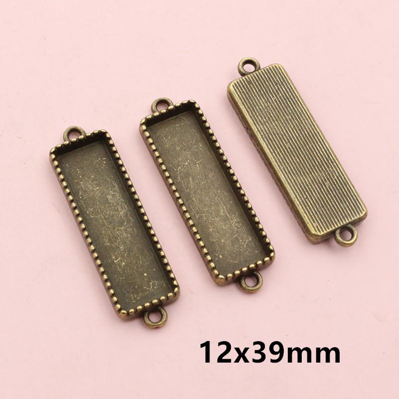 10pcs Double Loops Connector Pendant Cabochons Blank Base Settings Tray Heart Sqaure Rectangle Oval DIY Jewelry Findings
