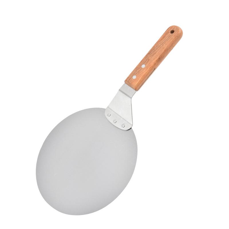 Stainless Steel 10  Round Pizza Peel with Anti-scald Wooden Handle for Baking and Transferring.