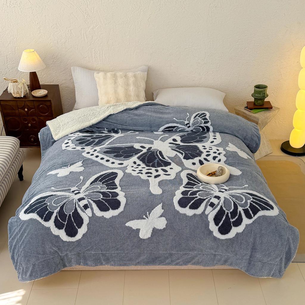 2025 New 5D Butterfly Embossed Fleece Blanket Autumn Winter Queen Size Thick Warm Double Bed Blanket Cozy Soft Plush Bedspread