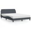 VidaXL Bed with Mattress Dark Grey 140x190 Cm Velvet 3208392
