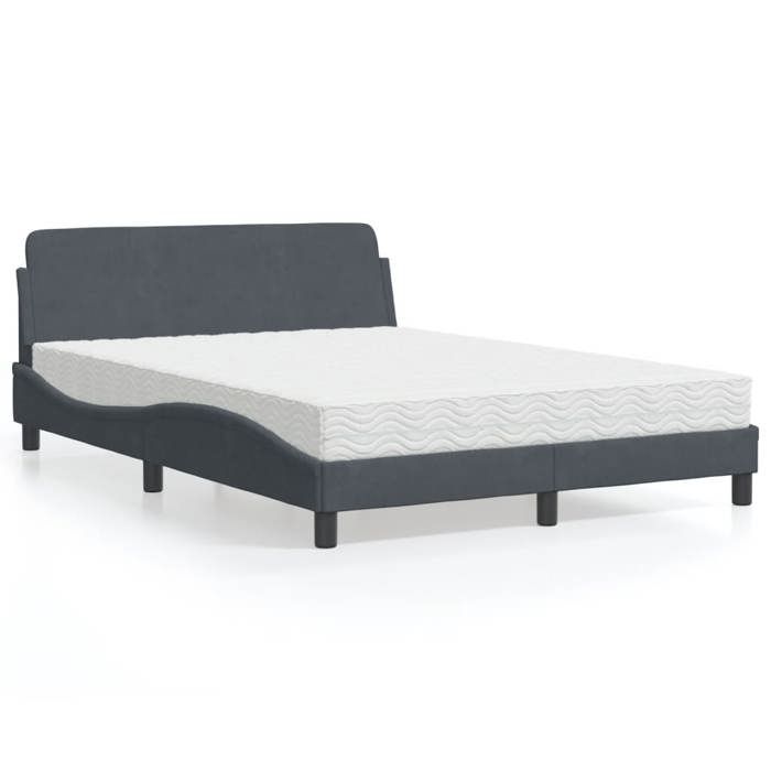 VidaXL Lit avec matelas gris foncé 140x190 cm velours 3208392