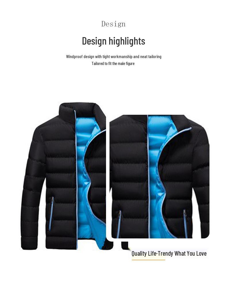 Men's Autumn/Winter Cotton Stand-up Collar Sports Jacket - Warm, Outdoor, Casual Coat