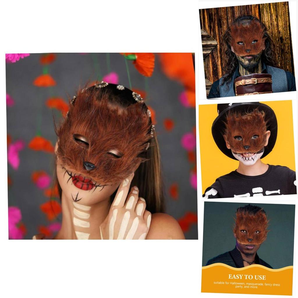Fox Plush Half Mask With Features For Halloween Costume Parties And Cosplay Events