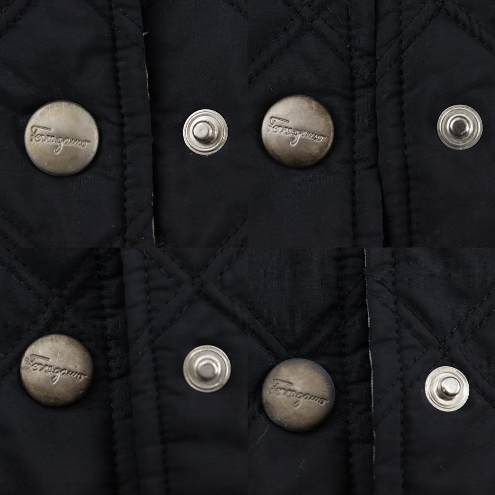 Salvatore Ferragamo batting quilting Stainless collar coat black polyester/Nylon Women Used