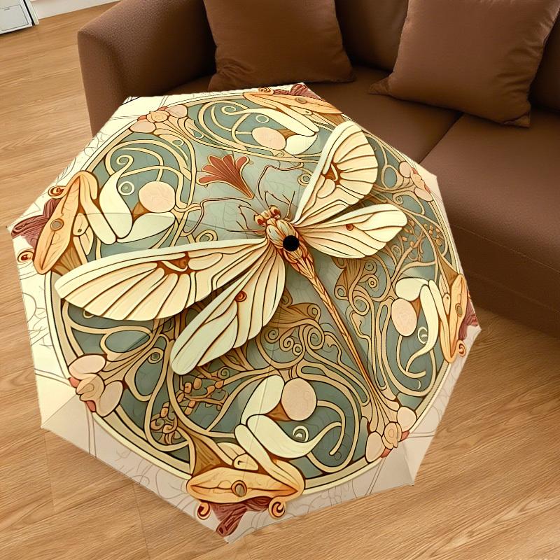 1 Stück Schmetterling Jugendstil Automatischer Öffnungs-/Schließschirm mit winddichtem, stabilem 8-Rippen-Schirmdach, Langlebige Rippen, Modisches Design, Outdoor-Accessoire, Lustiger P