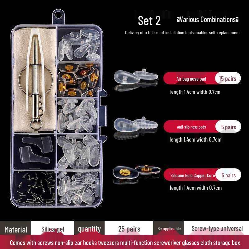 Eyeglass Repair Kit: Screwdriver Set, Nail Cutter, Nose Pads, Frameless Accessories