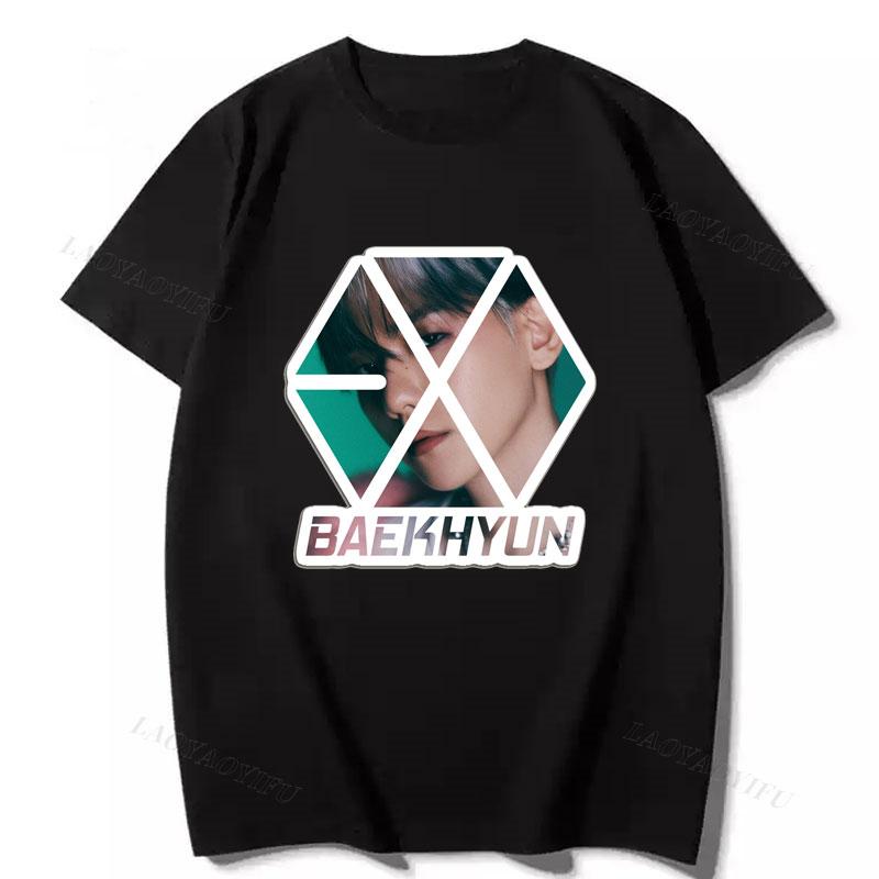 Korean Popular Clothes Playera Kpop Baekhyun Graphic T Shirts Unisex Tshirt Short Sleeve Women Unisexs Y2k Clothing