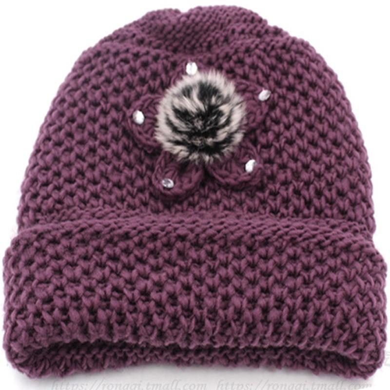 Medium Old Man Hat Female Winter Grandma Knitted Warm Wool Plush Mother Old Man Hat Cold Wind Thickened