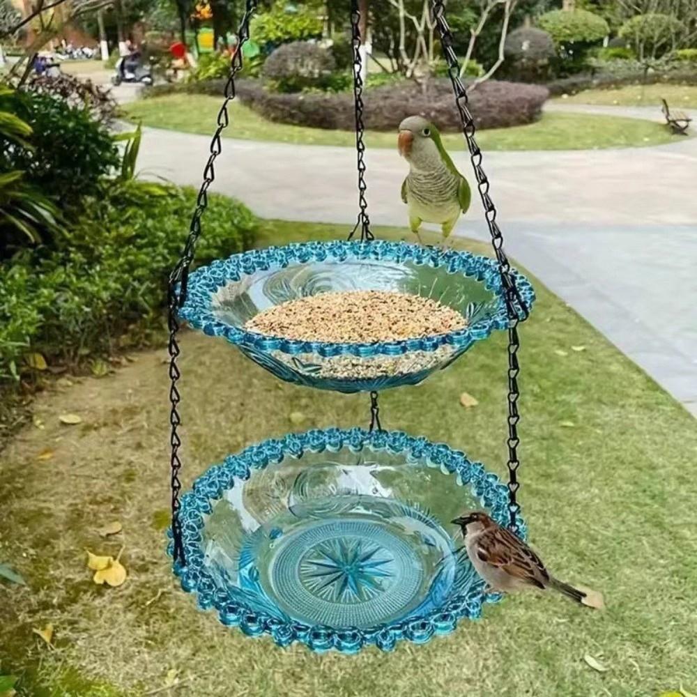 Transparent Bird Bathtub Flower Shaped Hummingbird Feeder Bird Food Container  Patio