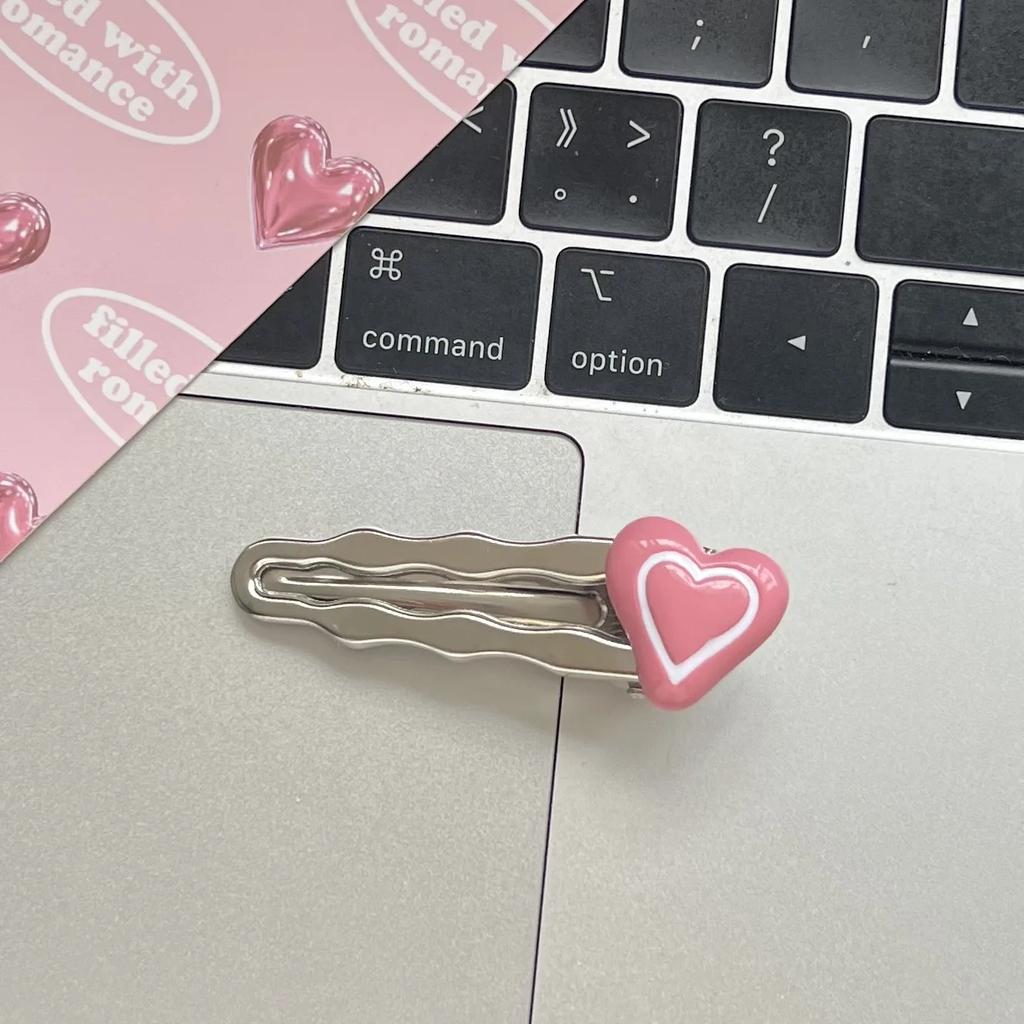 Nowa koreańska różowa spinka do włosów w gwiazdki dla kobiet Y2K słodka fala metalowa spinka wsuwka dziewczyna urocze akrylowe akcesoria do włosów