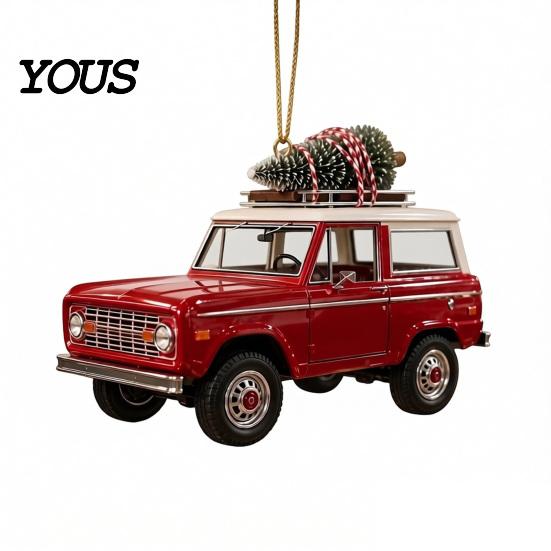 Unique Ornament for Christmas Tree Car Hanging Ornament, Acrylic Flat Print Pendant Elegant Decoration Rearview Mirror, Festive Holiday Decoration,