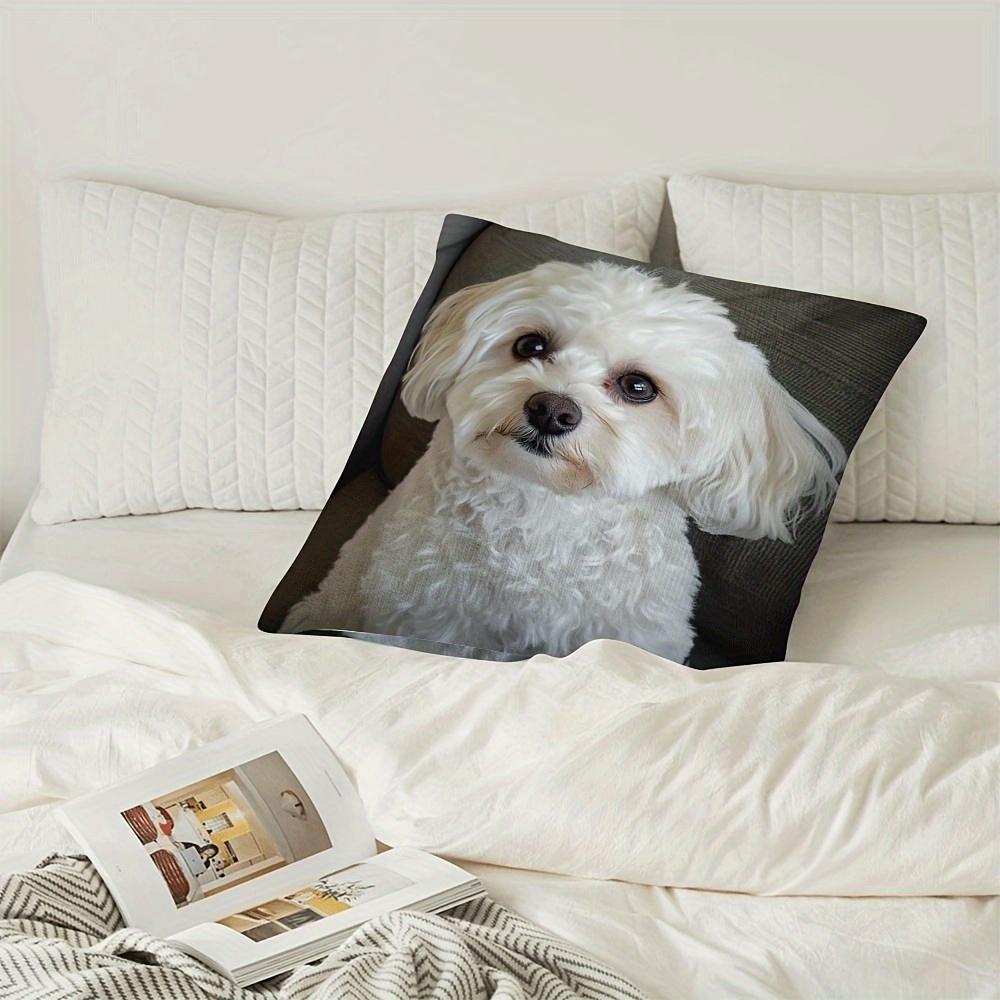 Adorable Fluffy White Dog Print Pillowcase - Luxury Home Decor, Perfect For Living Room And Bedroom, Ideal Gift For Pet Lovers