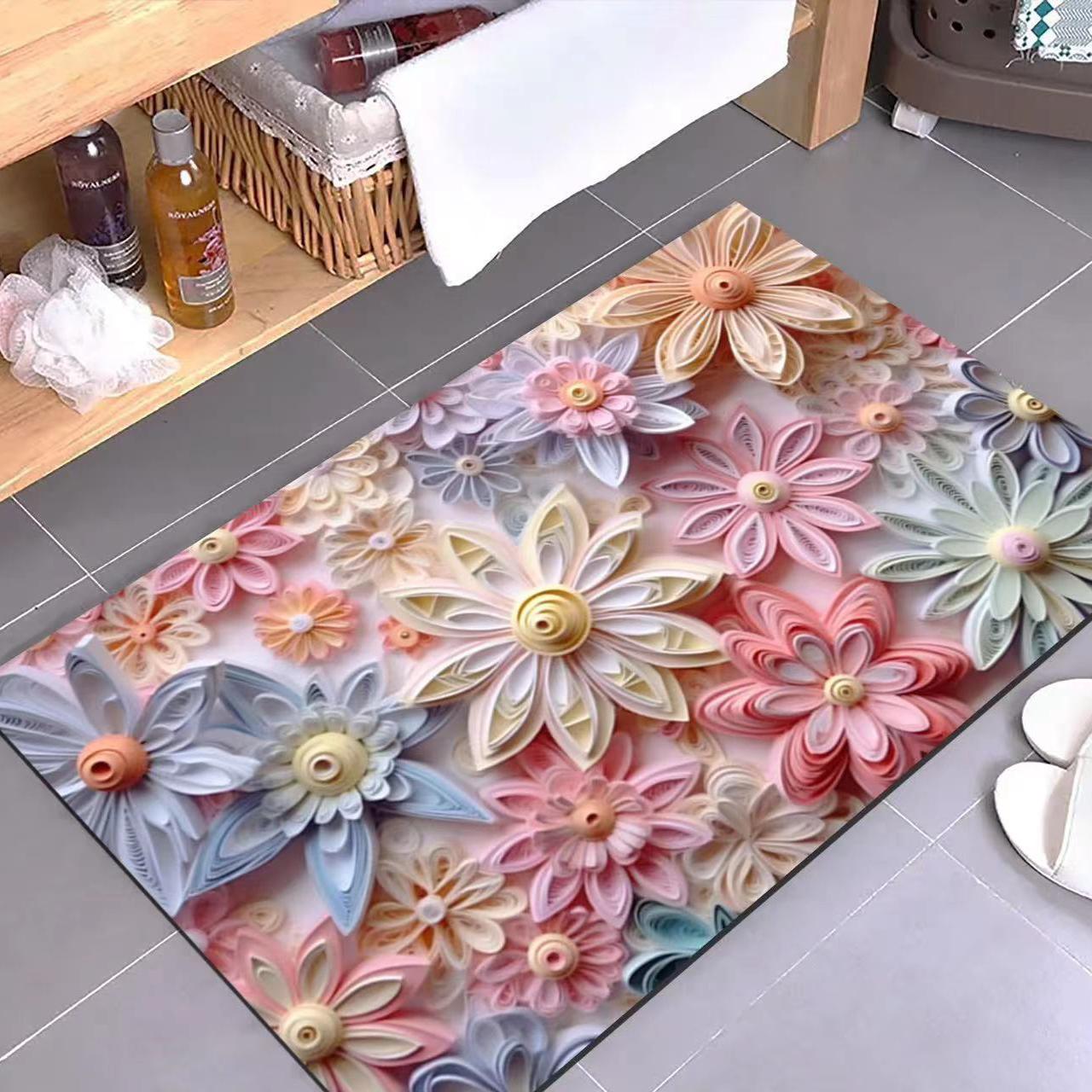 

Тривимірна квітка Діатоміт Килимки для ванної кімнати Діатоміт Протиковзке взуття Вбирає килими для ванної кімнати 40*60