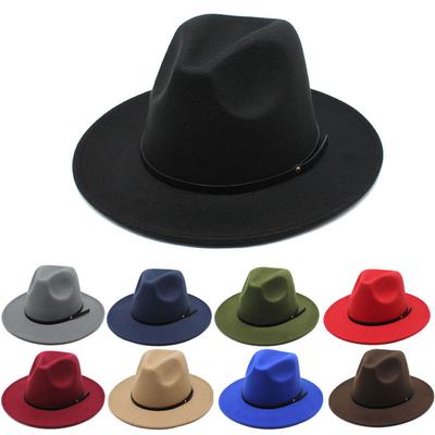Wool Top Hat, Jazz Hat, Retro Black Woolen Jazz Hat, Flat-Brimmed Big Eaves Hat.