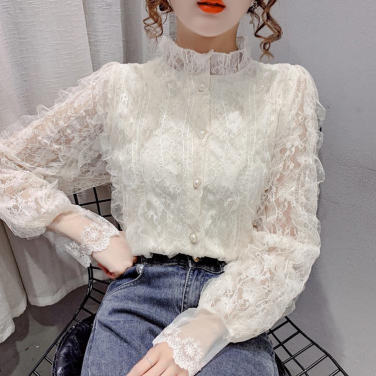 Camicia alla moda con bordo in pizzo per donna - Perfetta per occasioni casual o eleganti