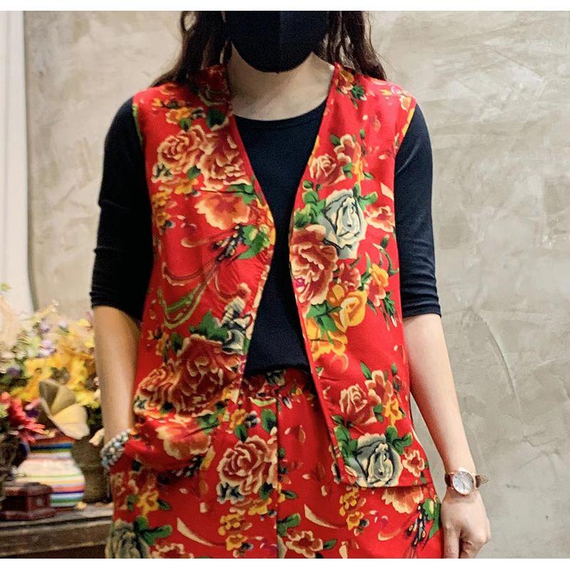 

Северо-восточный комплект с большими цветами, жилет, шаровары, этнический стиль, одежда для танцев на площади, платье для танца второй бабушки, костюм для выступления Янко, одежда для барабана Red single vest 4XL [Suggested 82.50 kg-95.00 kg]]