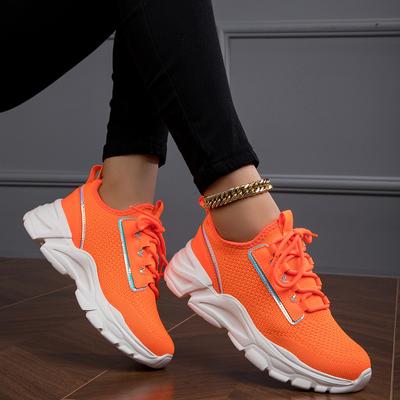 New Sports Shoes Women's Fly-woven Mesh Breathable Casual Trendy Shoes Thickened Soft Sole Fashion