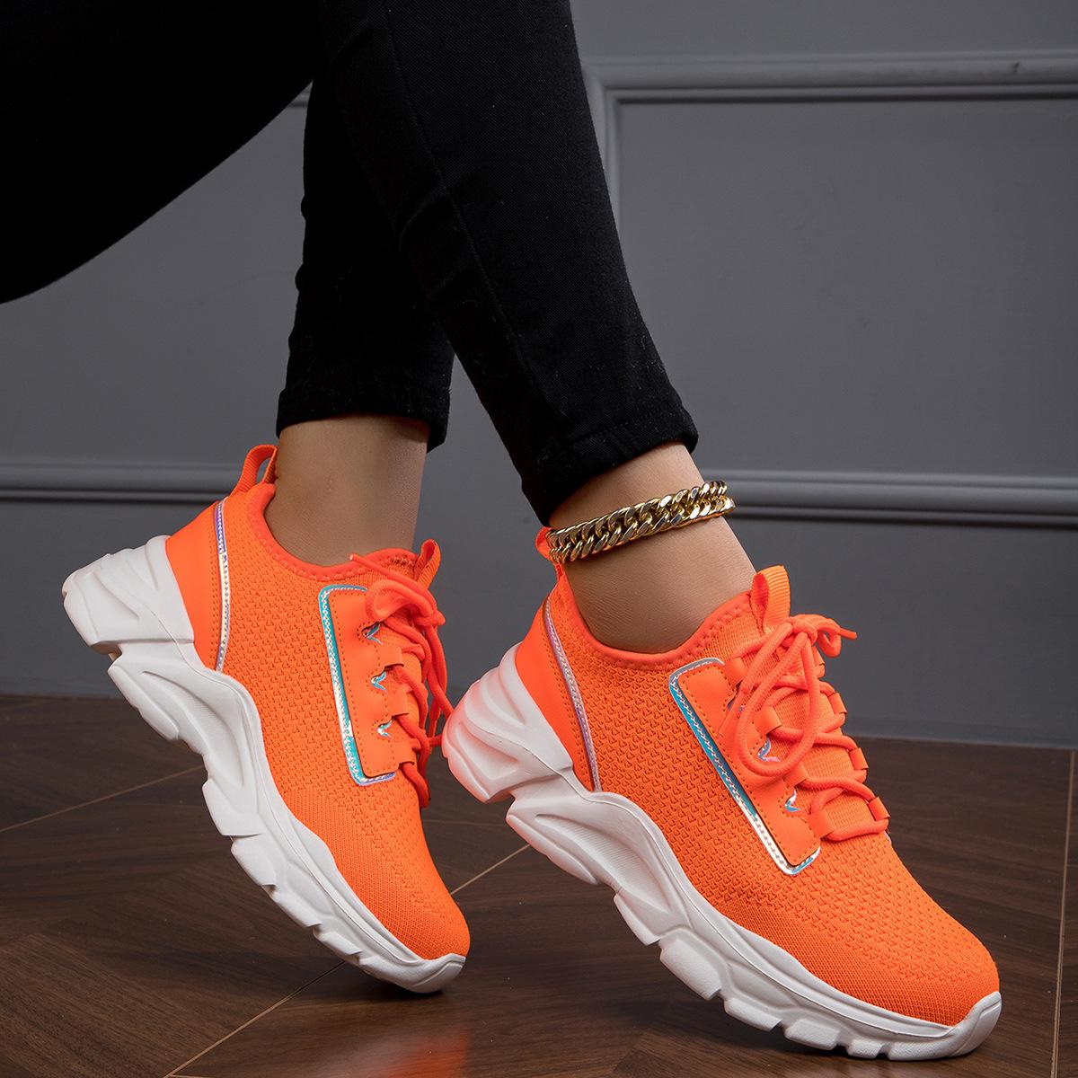 

New sports shoes women s fly-woven mesh breathable casual trendy shoes thickened soft sole fashion 42