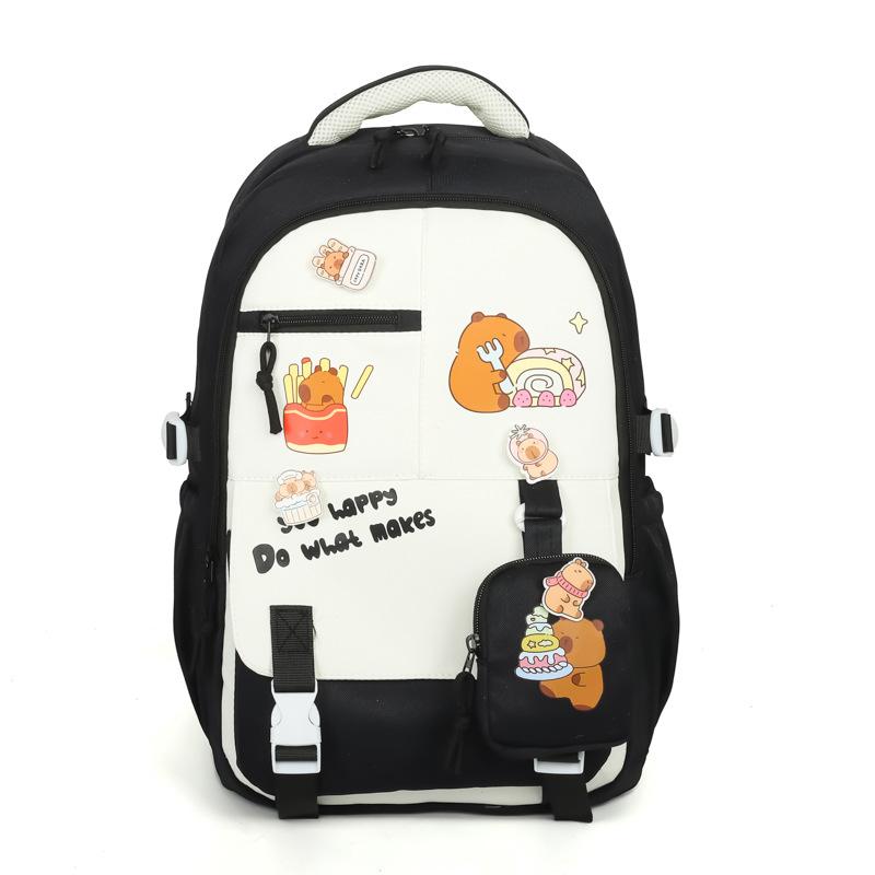 School bag 2025 new casual versatile college style large capacity junior high school student school bag waterproof printing high value backpack