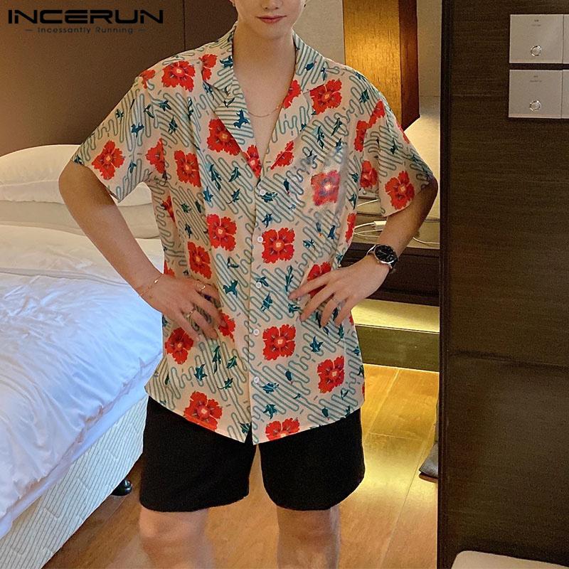 

INCERUN Рубашки с лацканами с цветочным принтом Повседневные топы на пуговицах