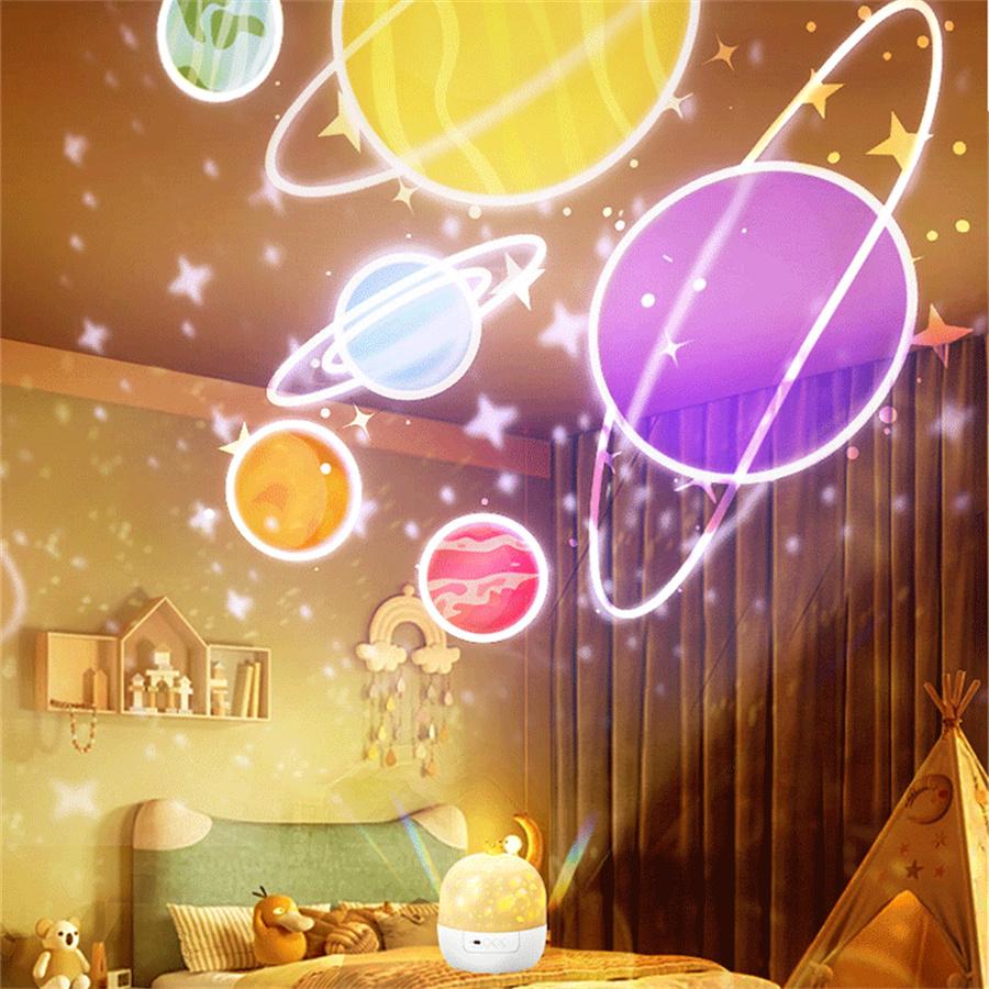 Dreamy Starry Sky Projection Lamp Birthday and Holiday Gift for Children Romantic Bluetooth Music Box Rotating HD Night Light Projection Light