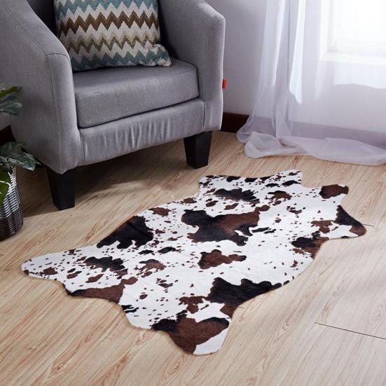 Zebra/Cow Animal Printed Carpet Imitation Rug Anti-slip Living Room Mat Decor