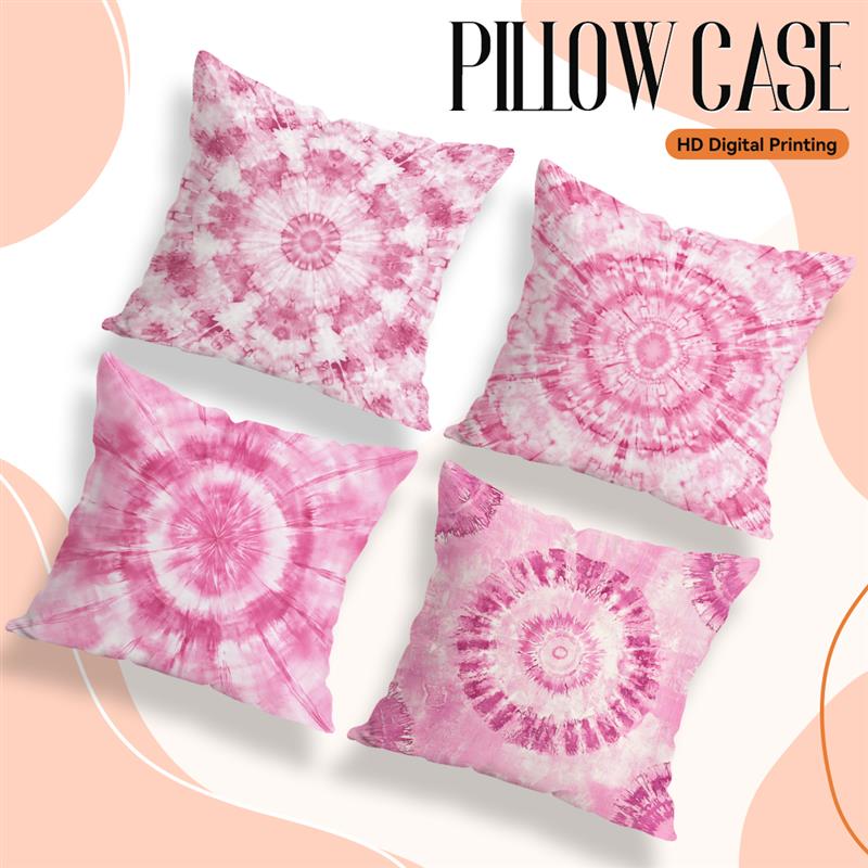 Home Decor Pink Tie-Dye Circular Pattern Pillow Covers Pattern Cushion Cover Suitable For Sofa Bedroom Car Pillow Cover