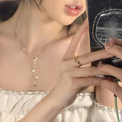 Star Moon Necklace Female Ins Niche Design Sense Star Moon Chain Collarbone Chain Summer