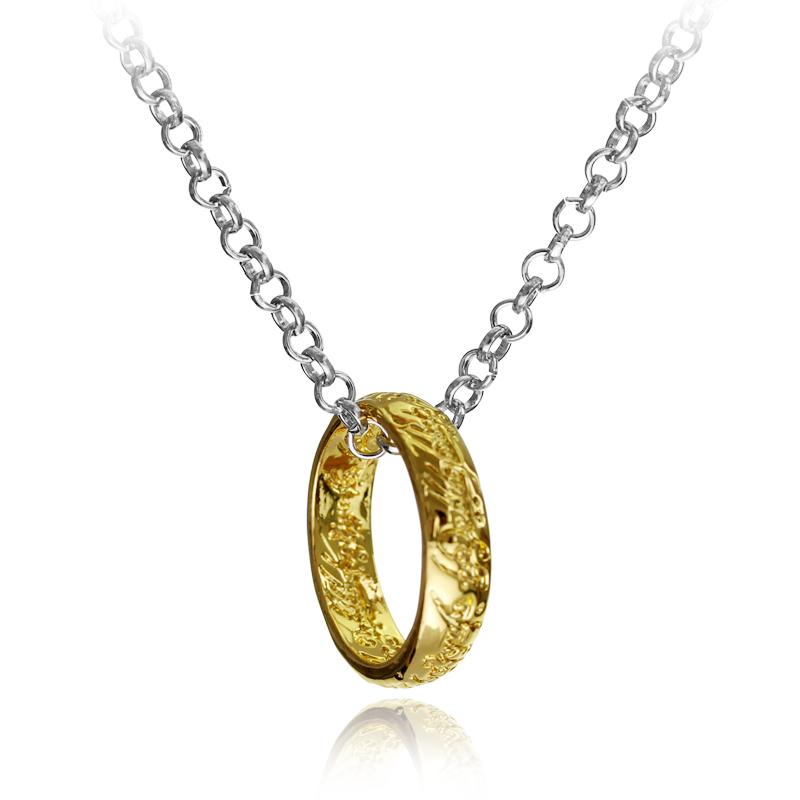 

Engraved Gold Tone The Ring Pendant Lord of The Ring Hobbit Pendant Necklace for Fans Cosplay Costume Jewelry