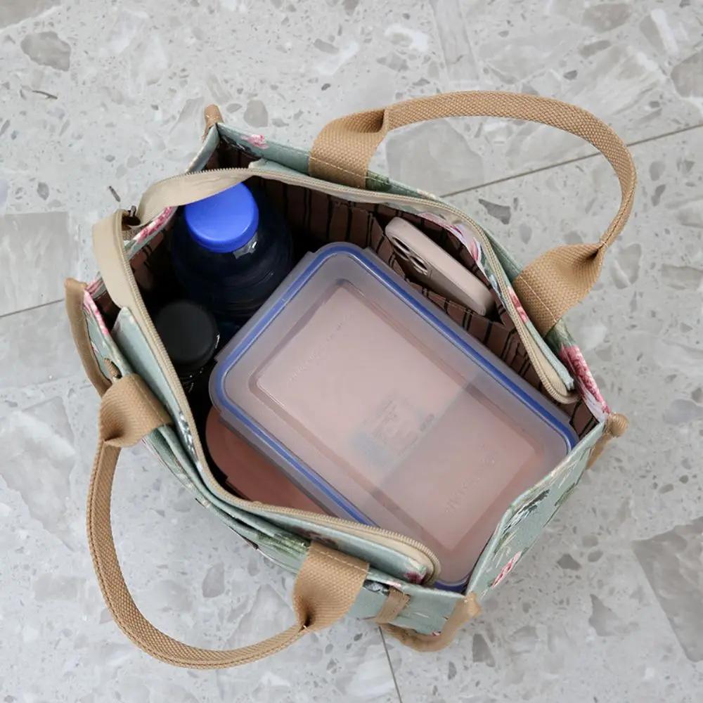 Αισθητική τσάντα μεσημεριανού γεύματος με floral εκτύπωση, μονωμένη τσάντα μεσημεριανού γεύματος μεγάλης χωρητικότητας, θερμική τσάντα ψυγείου για σχολική εργασία, ταξίδια και πικνίκ