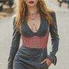 Vintage Plaid Side Button Denim Mini Dress High Waist Slim Fit Long Sleeve 2026