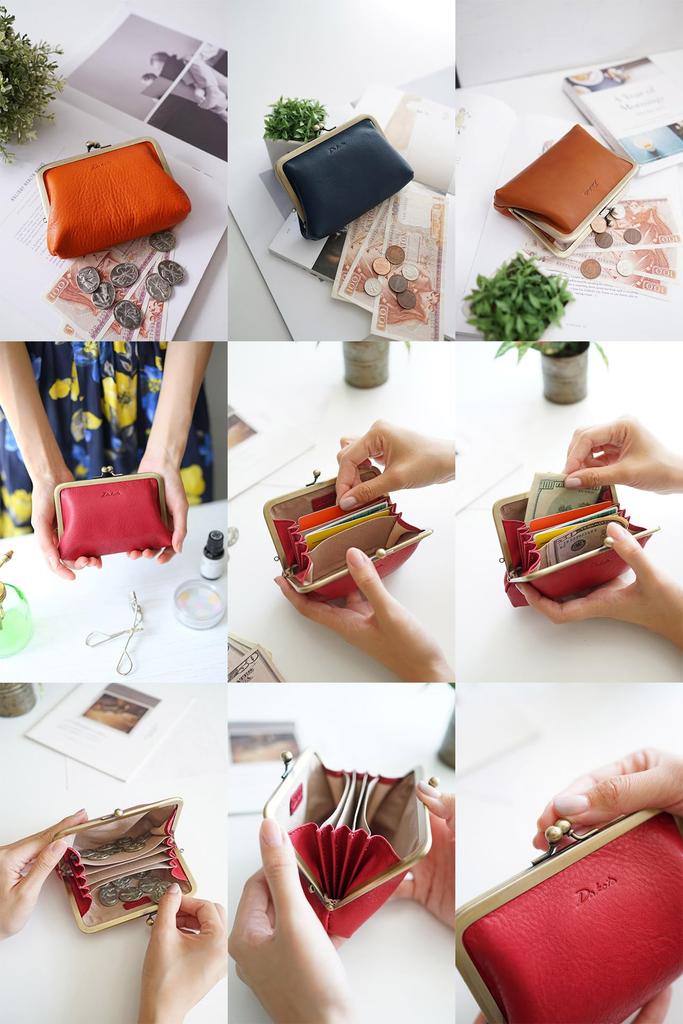 Portefeuille à fermoir en cuir véritable Largo 0035883 Rouge [Dakota] Femme DA-35883-30