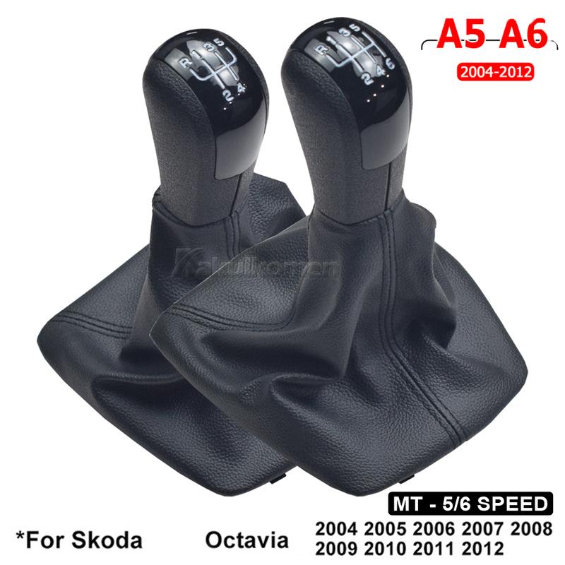 For Skoda Octavia 2 A5 A6 2004 2005 2006 2007 2008 2009 2010 2011 2012 2013 5/6 Speed Gear Lever Stick Shift Knob Leather Boot