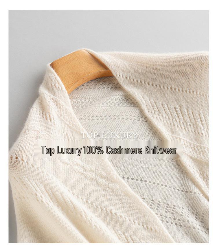 100% Cashmere Hollow Triangle Shawl Scarf - Stylish, Versatile, Warm with Tassels