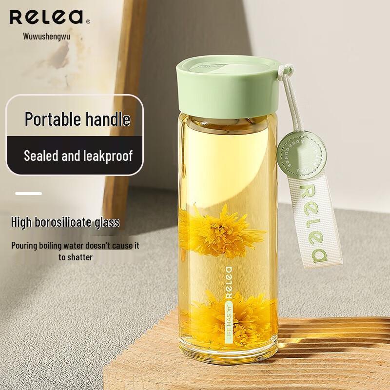 RELEA Tea Infuser Glass Water Bottle