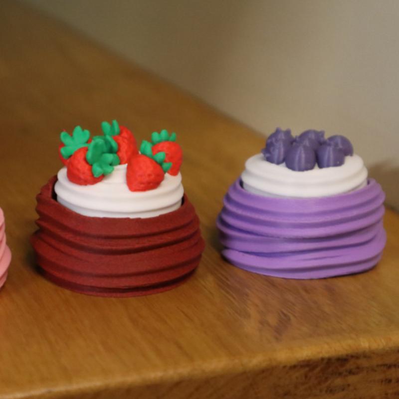 3D Printed Mini Cake Telescopic Sensory Toy Realistic Fruit Toppings Soft Texture Stress Relief For Kids Adults Home Office Play