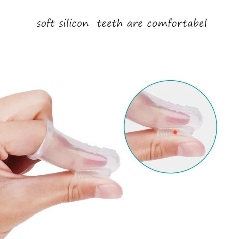 1Pcs Baby Kids Finger Soft Silicone Gum Teeth Clear Deciduous Infant Toothbrush Cleaning Massage Baby Finger Toothbrush With Box
