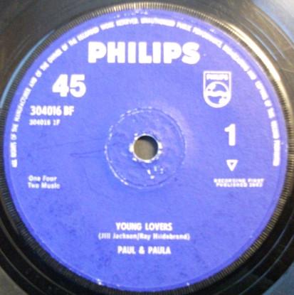 7inch Record PAUL & PAULA - Young Lovers 304016BF Philips 1963 UK Rock Used