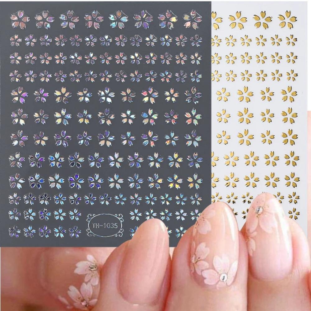 Sakura Flower Nail Art Decal Laser Adhesive Slider DIY Gel Slider  Manicure Decor