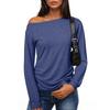 Women's Fashionable Versatile Loose-fitting Off-the-shoulder Solid Color Top