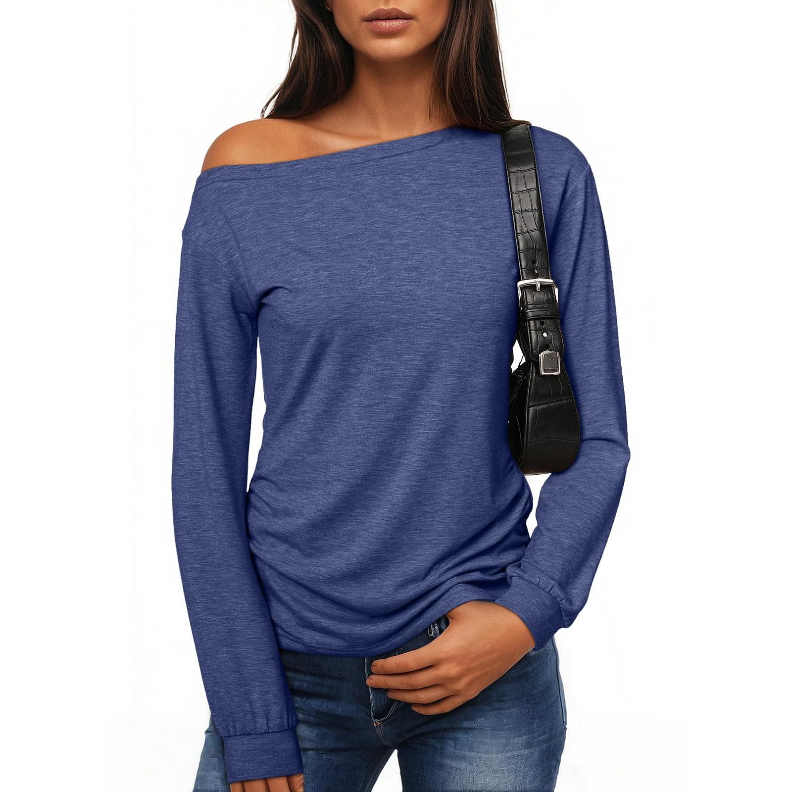 

Женский модный универсальный топ свободного кроя с открытыми плечами однотонный XXL