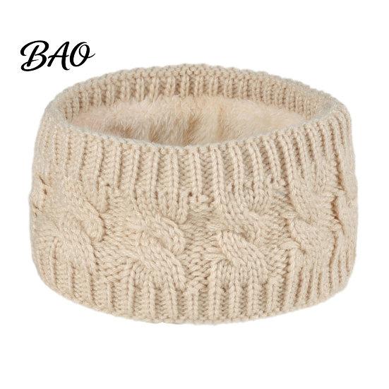 Knitted Headband with Fleece Lining Winter for Women, Soft Lined Thermal Hair Outdoor Sports Ear Warmer Band, Thickened Plush Cold Weather Protection