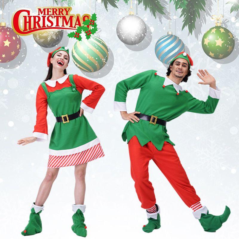 Elf Christmas Adults Cosplay Costume Couple Outfits Fancy Dress Party Role Play