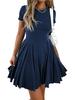 Damen Sommer Mini-Kleid mit ausgestelltem Rock, A-Linie und Falten
