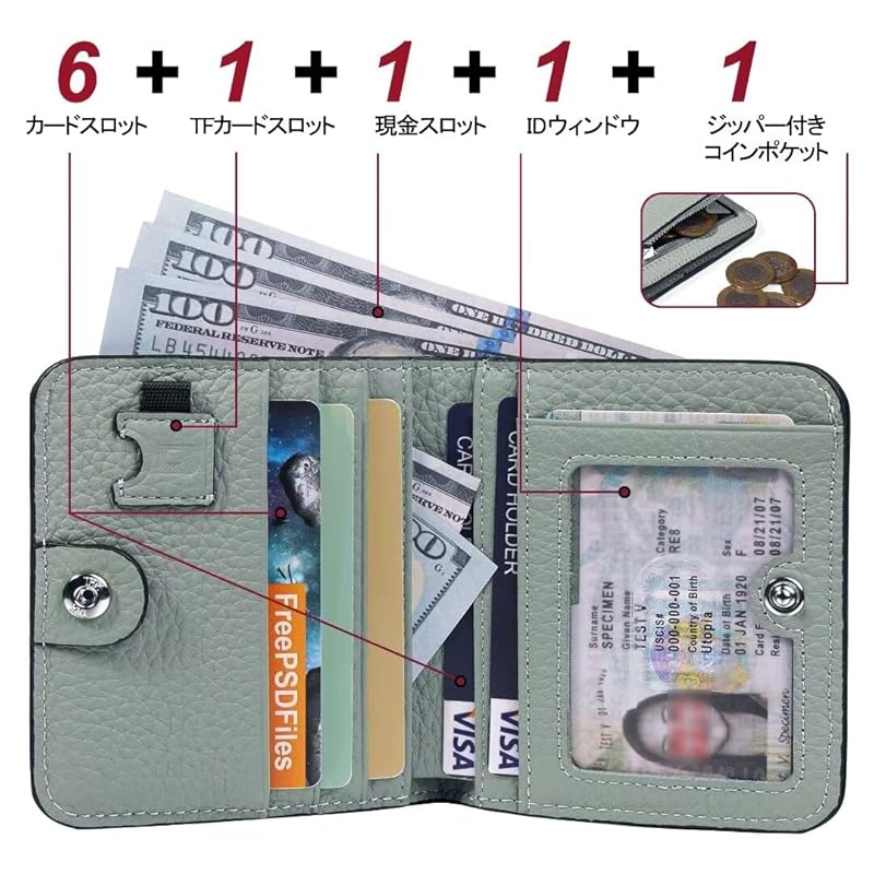 [GADIEMKENSD] Damen Bifold Kartenetui Herren Kompakte und leichte Faltgeldbörse Dünne Mini-Geldbörse Süße Geldscheinklammer Münzleder-Geldbörse RFID-Blockierung Reise